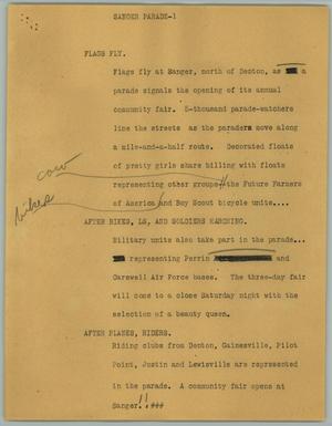 Primary view of object titled '[News Script: Sanger Parade]'.