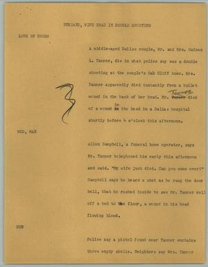 Primary view of object titled '[News Script: Husband, Wife Dead in Double Shooting]'.