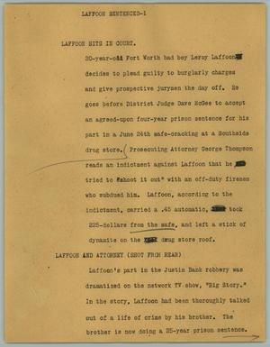 Primary view of object titled '[News Script: Laffoon Sentenced]'.