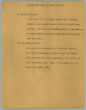 Primary view of object titled '[News Script: Dallas Fire (Folo Ft. Worth Fire)]'.