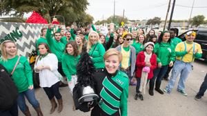 Primary view of object titled '[Students in UNT Homecoming parade]'.