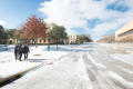 Primary view of [UNT campus during 2013 Ice Storm]