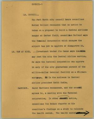 Primary view of object titled '[News Script: Council]'.