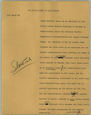 Primary view of object titled '[News Script: No Action Take on Appointment]'.