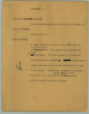 Primary view of object titled '[News Script: Trapezee]'.