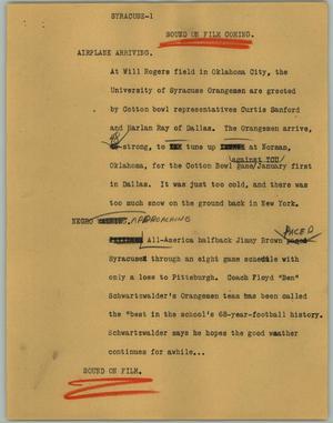 Primary view of object titled '[News Script: Syracuse]'.