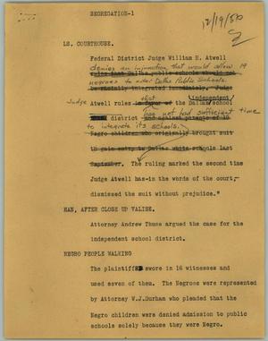 Primary view of object titled '[News Script: Segregation]'.