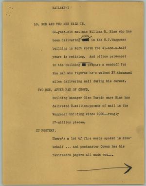 Primary view of object titled '[News Script: Mailman]'.