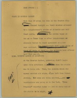 Primary view of object titled '[News Script: Dock Strike]'.
