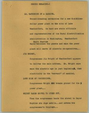 Primary view of object titled '[News Script: Ground Breaking]'.