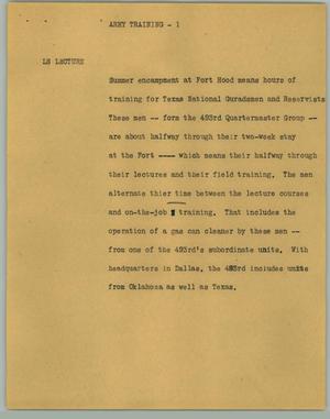 Primary view of object titled '[News Script: Army Training]'.
