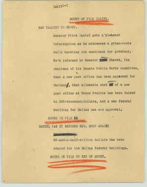 Primary view of object titled '[News Script: Daniel]'.