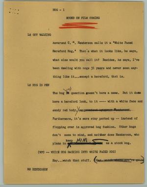 Primary view of object titled '[News Script: Hog]'.