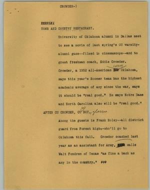 Primary view of object titled '[News Script: Crowder]'.