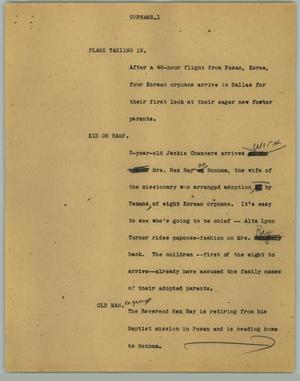 Primary view of object titled '[News Script: Orphans]'.