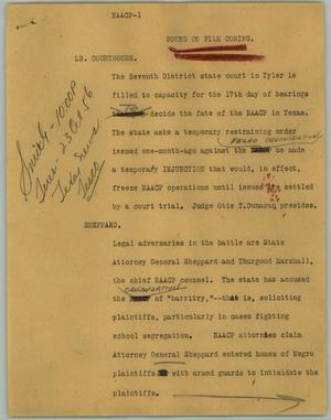Primary view of object titled '[News Script: NAACP]'.