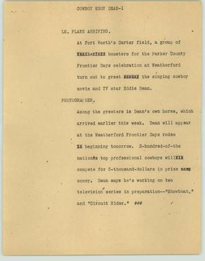 Primary view of object titled '[News Script: Cowboy Eddy Dean]'.