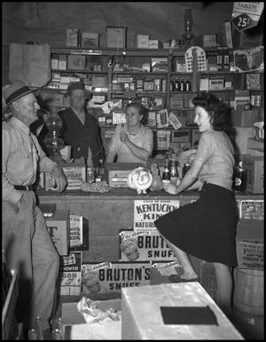 Primary view of object titled '[Conversation in a general store]'.