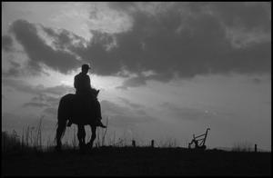 Primary view of object titled '[Silhouette of a man riding a horse, 9]'.