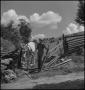 Photograph: [A man, a mule and a broken fence]