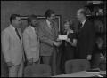 Photograph: [Representatives of Atlantic Richfield present a check to NTSU]