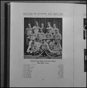 Primary view of object titled '[Yearbook page of NTSN's 1913 baseball team, 3]'.