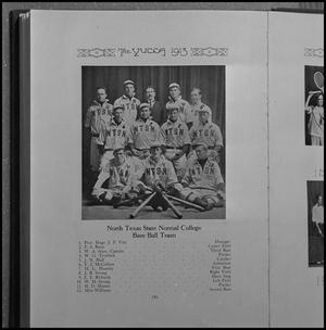Primary view of object titled '[Yearbook page of NTSN's 1913 baseball team, 4]'.
