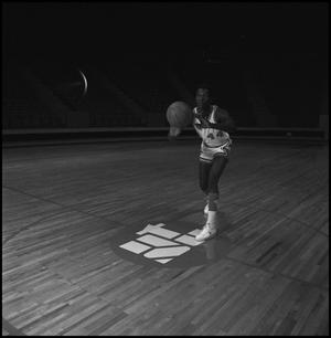 Primary view of object titled '[Eagles No. 44 basketball player on the court]'.