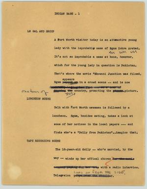 Primary view of object titled '[News Script: Indian babe]'.