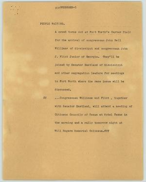 Primary view of object titled '[News Script: Congressmen]'.