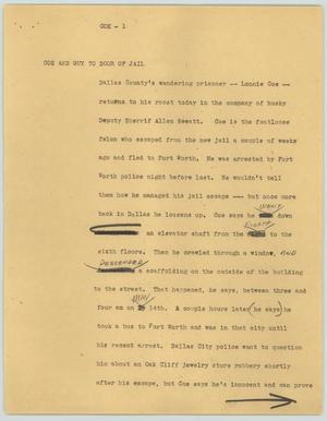 Primary view of object titled '[News Script: Coe]'.