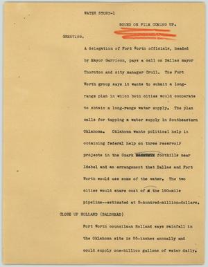 Primary view of object titled '[News Script: Water Story]'.