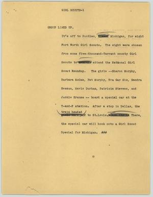 Primary view of object titled '[News Script: Girl Scouts]'.