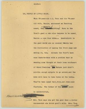 Primary view of object titled '[News Script: Goats]'.