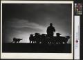 Photograph: [Silhouette of a Man, Dog, and His Sheep]