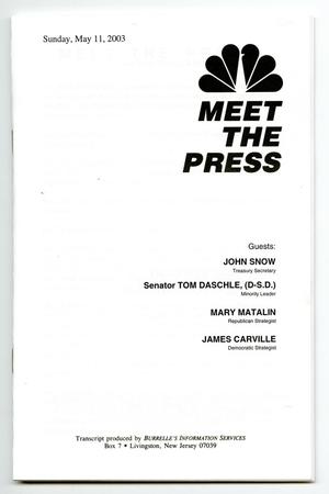 Primary view of object titled '[Meet the Press transcript, May 11, 2003]'.