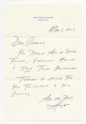 Primary view of object titled '[Handwritten note from Scott Evertz to Charles Francis, May 1, 2001]'.