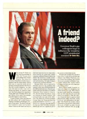 Primary view of object titled '["A friend indeed?" article, June 8, 1999]'.