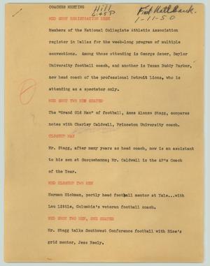 Primary view of object titled '[News Script: Coaches meeting]'.