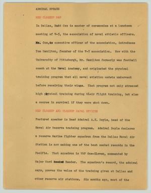 Primary view of object titled '[News Script: Admiral speaks]'.