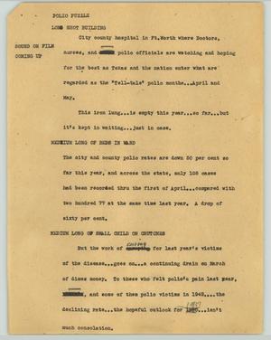 Primary view of object titled '[News Script: Polio puzzle]'.