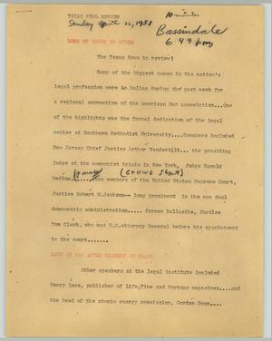 Primary view of object titled '[News Script: Texas news review]'.