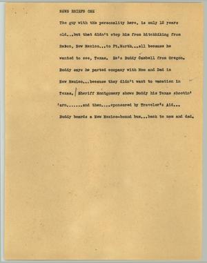 Primary view of object titled '[News Script: News briefs one]'.