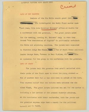 Primary view of object titled '[News Script: Governor confers with grand jury]'.