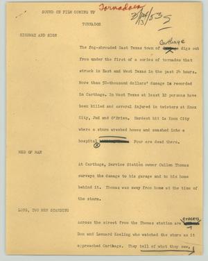 Primary view of object titled '[News Script: Tornados]'.