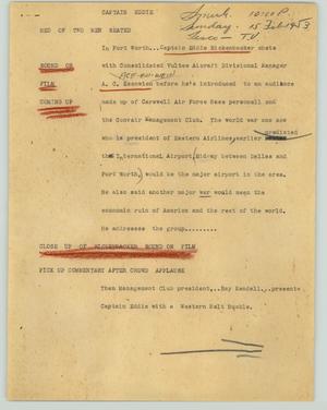 Primary view of object titled '[News Script: Captain Eddie]'.