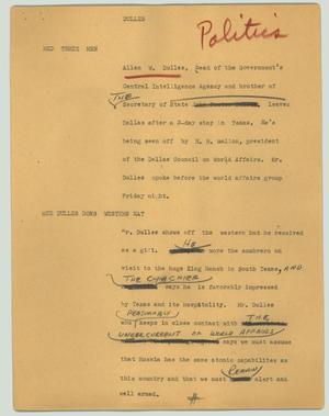Primary view of object titled '[News Script: Dulles]'.