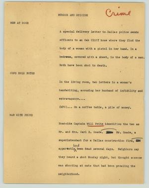 Primary view of object titled '[News Script: Murder and suicide]'.