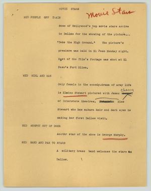 Primary view of object titled '[News Script: Movie stars]'.