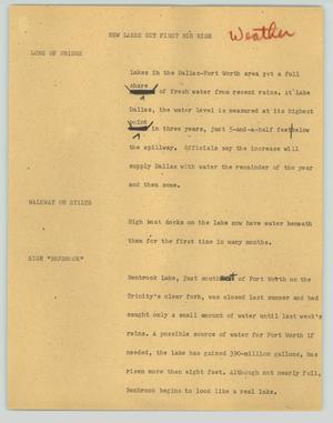 Primary view of object titled '[News Script: New lakes get first big rise]'.